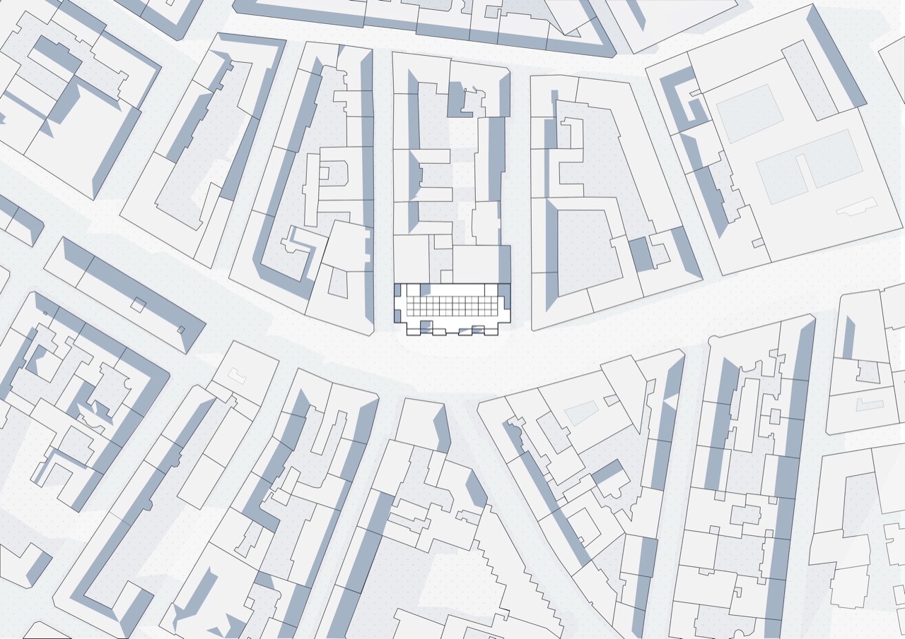 Site plan showing the block within the surrounding fabric